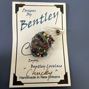 Beaded Wire Mouse Pin Handmade Glass Beads Silver Bentley‎ Mice Jewelry